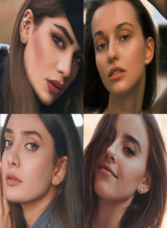 مجموعة NICEIGHT من 12 قطعة من الأقراط المصنوعة من الفولاذ المقاوم للصدأ، متوفرة بأحجام 16 و18 و20، بدون خيوط، مناسبة للرجال والنساء، تُستخدم في غضروف الأذن، والزنمة، والحلزون، والشفاه، والأنف، والأنف، وثقب الأذن ... - Image 5